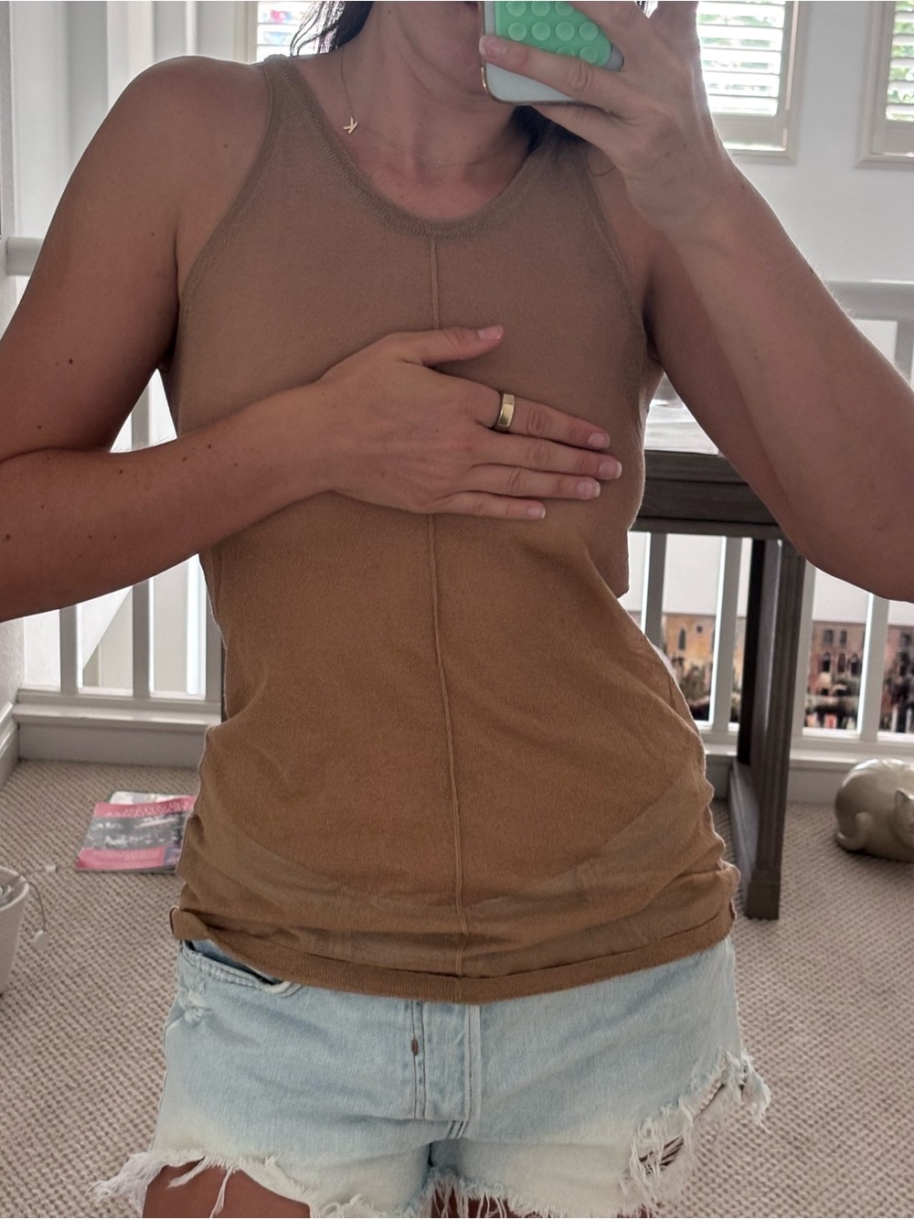 H&M Ribbed Tank Top in Camel Brown